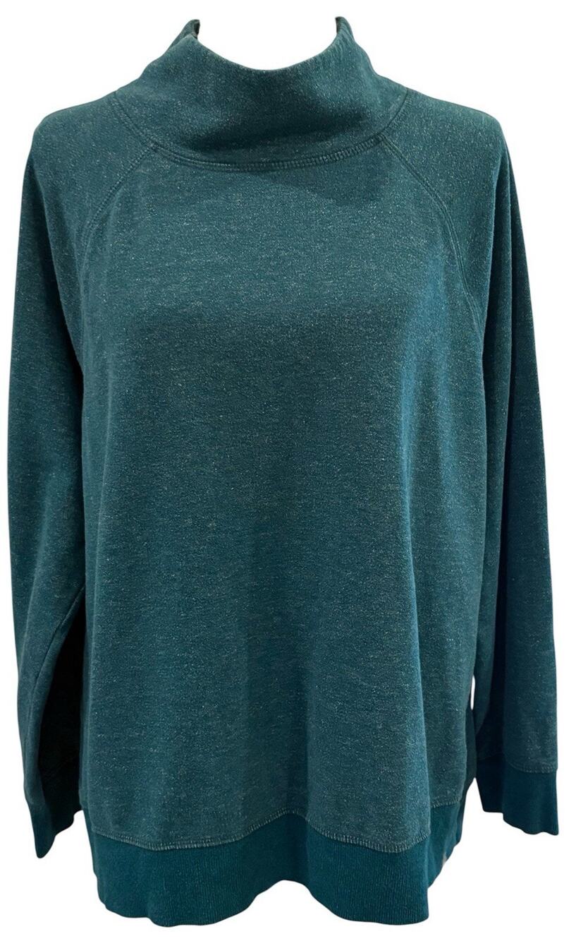 Talbots Mock Neck Teal Fleece Top Size XL